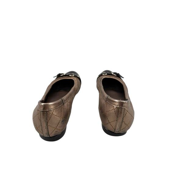 AGL Monika ballet Cap Toe flat Leather round toe Quilted bronze black 36 EU/6 US - Picture 5 of 14